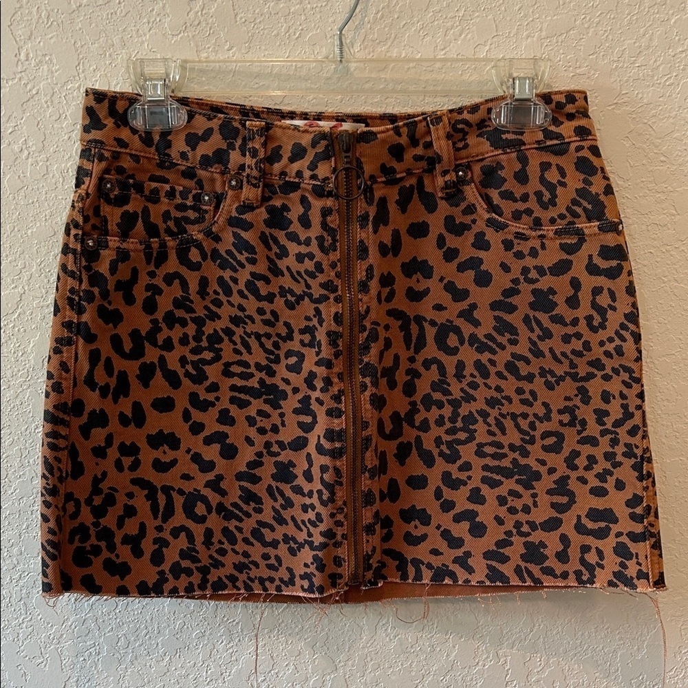 Free People We The Free Leopard Print Cotton Mini Skirt